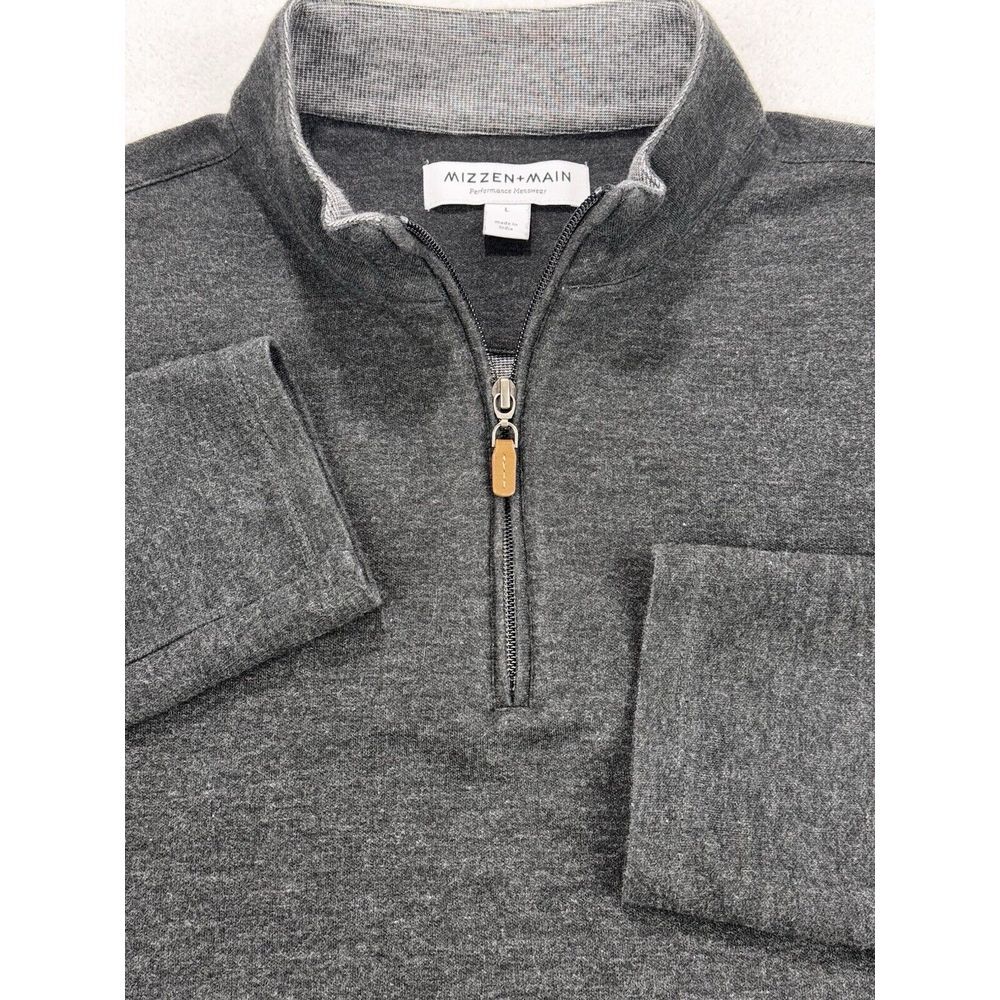 Mizzen Main Fairway Sweater Mens Size Large 1/4 Zip Pullover Charcoal Golf